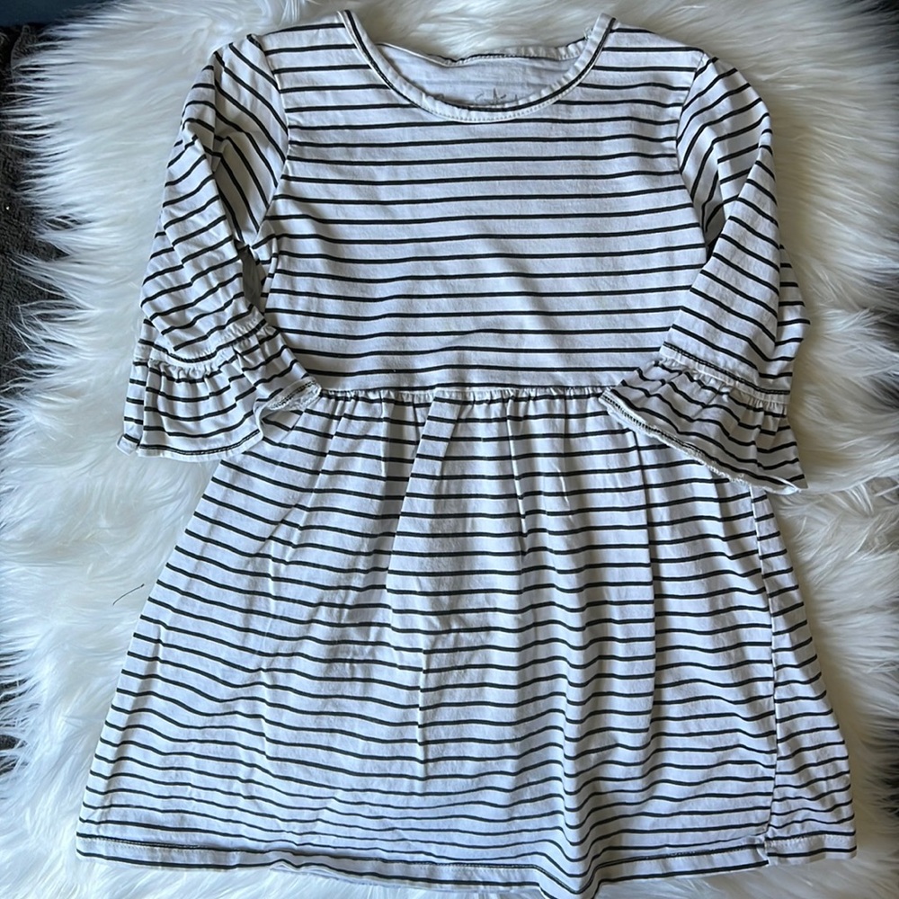 Free Style Revolution Black & White Striped Dress with Belle Sleeves Size 6